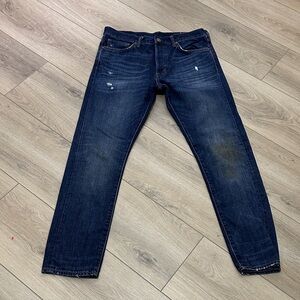 &DENIM. Men's dark blue thick denim jeans. Worn look. Size 32.